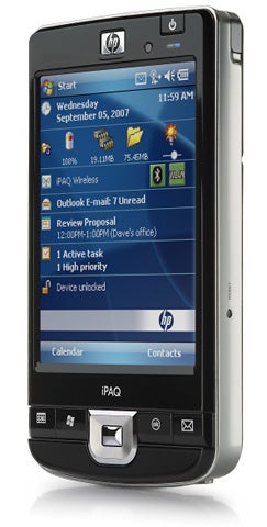HP iPAQ 214 Enterprise PDA with screen display on.