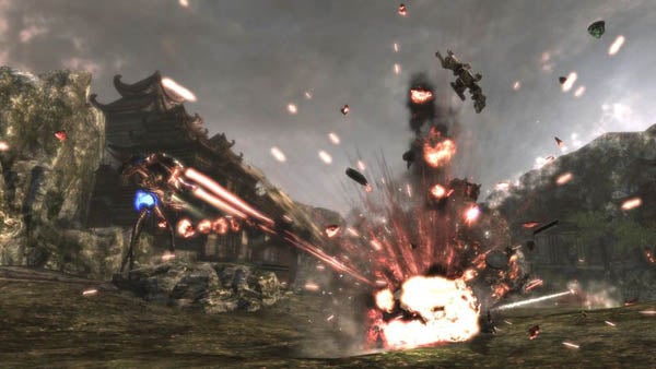 Unreal Tournament 3 gameplay explosion scene on PS3.