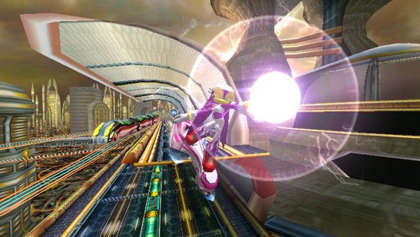 Sonic Riders: Zero Gravity gameplay showing character racing.