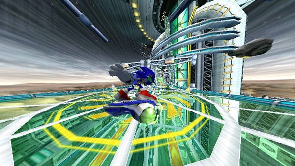 Sonic the Hedgehog racing in Sonic Riders: Zero Gravity game.
