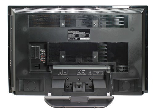 Rear view of Toshiba 46XF355D 46-inch LCD TV showing ports and speakers.