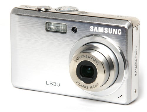 Samsung L830 camera with lens retracted and branding visible.