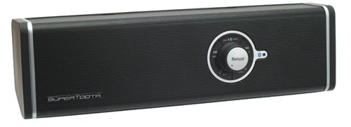 Supertooth Disco portable Bluetooth speaker on white background.