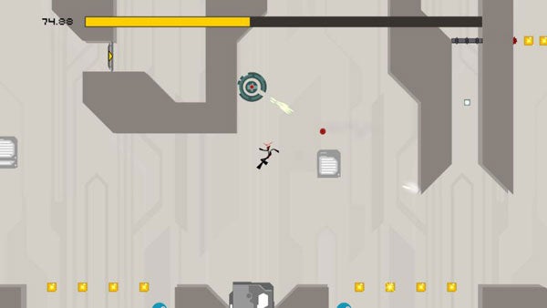 Screenshot of N+ game level with jumping ninja character.