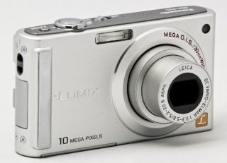 Panasonic Lumix DMC-FS5 digital camera on white background.