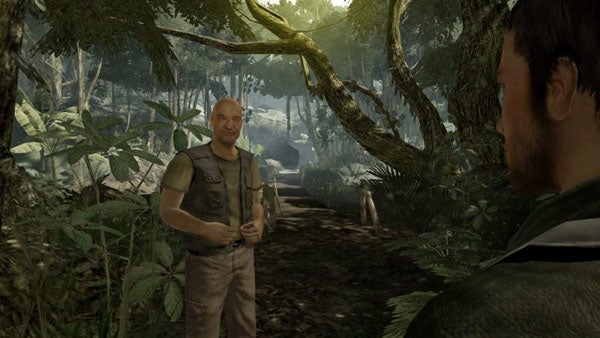 Screenshot from Lost: The Video Game showing characters in jungle.Screenshot of gameplay from Lost: The Video Game showing characters in a jungle.