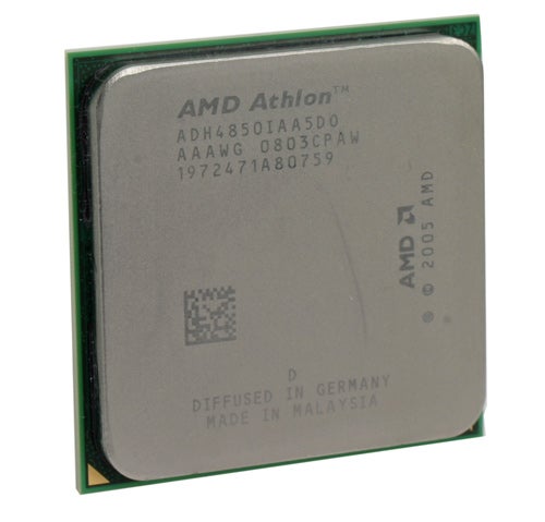 AMD Athlon processor chip against a white background.AMD Athlon 64 processor representing 780 chipset series.