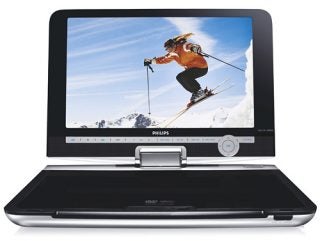 Philips PET1030 Portable DVD Player with skier on screen.