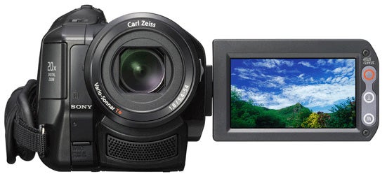 Sony HDR-HC9E HDV Camcorder with open LCD screen.