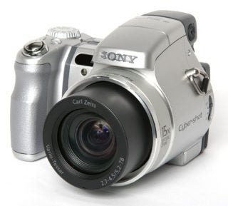 Sony Cyber-shot DSC-H9 digital camera on white background.