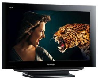 Panasonic TX-32LZD80 LCD TV displaying high-definition leopard image.