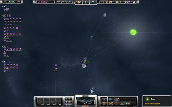 Screenshot of Sins of a Solar Empire gameplay interface.