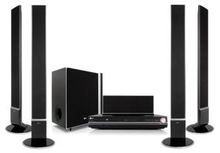 LG HT902TB home cinema system with four tall speakers and subwoofer.