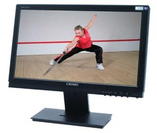 Chimei CMV 633A monitor displaying squash game image.