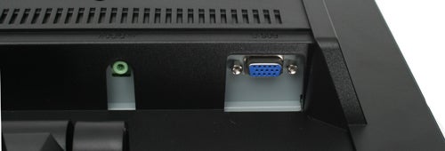 Close-up of Chimei 16-inch monitor's VGA port and audio jack.