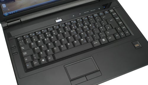 Zepto Znote 3415W laptop keyboard and touchpad close-upBlack Zepto Znote 3415W laptop with keyboard visible