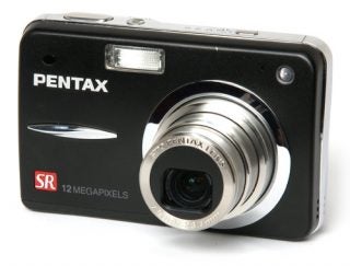 Pentax Optio A40 camera with lens extended.