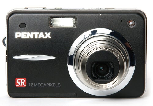 Pentax Optio A40 digital camera front view on white background.