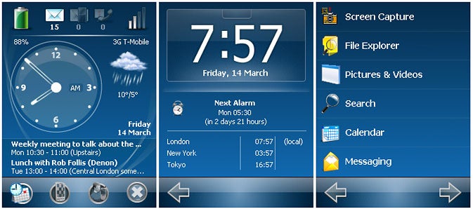 Screenshots of Spb Mobile Shell 2.0 user interface on a smartphone.Screenshot of Spb Mobile Shell 2.0 user interface on a smartphone.