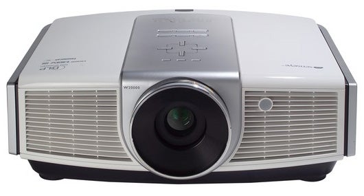 BenQ W20000 Full HD DLP Projector on white background.Front view of BenQ W20000 Full HD DLP Projector.