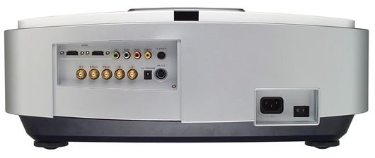 Back view of BenQ W20000 Full HD DLP Projector showing ports.BenQ W20000 projector rear view showing ports and power switch