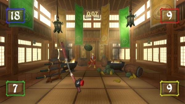 Screenshot of Ninja Reflex game showing gameplay action.Screenshot of Ninja Reflex gameplay with timer and score.