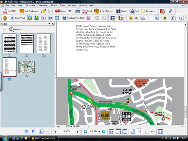 Screenshot of Nuance PDF Converter Professional interface with open map document.Screenshot of Nuance PDF Converter Professional interface displaying a map document.