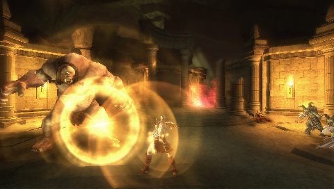 God of War: Chains of Olympus gameplay action scene.Screenshot of gameplay from God of War: Chains of Olympus.