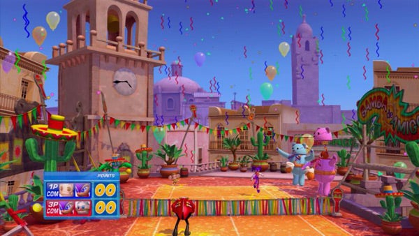Screenshot of gameplay from Sega Superstars Tennis game.Screenshot of Sega Superstars Tennis gameplay.