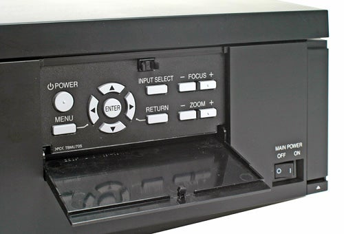 Close-up of Panasonic PT-AE2000E projector control panel.Control panel of Panasonic PT-AE2000E LCD Projector.