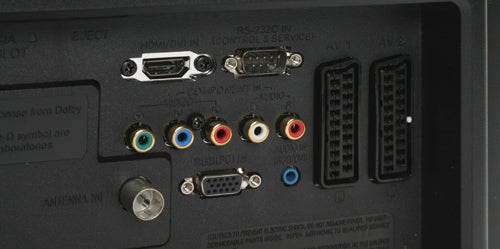 Close-up view of LG Flatron M228WD monitor's connection ports.Close-up of LG Flatron M228WD monitor's connectivity ports.