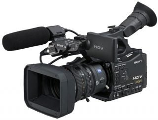 Sony HVR-Z7E professional HDV camcorder with microphone and lens.