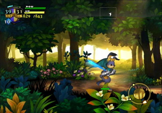 Screenshot of Odin Sphere gameplay featuring character in forest.Screenshot of Odin Sphere gameplay featuring a character in a forest.