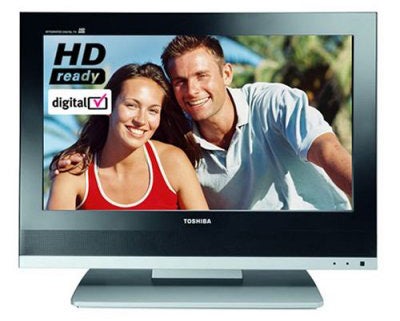 Toshiba 20W330DB 20-inch LCD TV displaying a smiling couple.