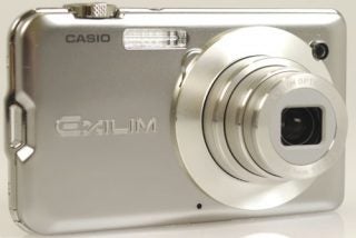 Casio Exilim EX-S10 digital camera on white background.