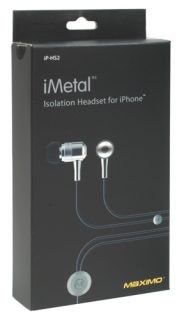 Maximo iMetal isolation headset packaging for iPhone.