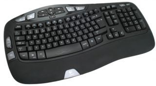 Logitech Wave Keyboard with ergonomic design and media keys.