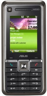 Asus M930 Smartphone with screen showing missed calls and messages