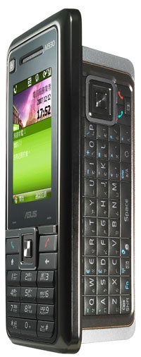 Asus M930 smartphone with keyboard extended.Asus M930 Smartphone with open QWERTY keyboard.