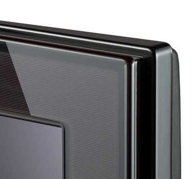 Close-up of Sharp LC-46XL2E 46-inch LCD TV corner.