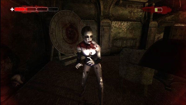 Screenshot of a creepy character in Condemned 2: Bloodshot game.