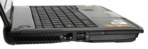 Side view of Acer Ferrari 1100 laptop showing ports.