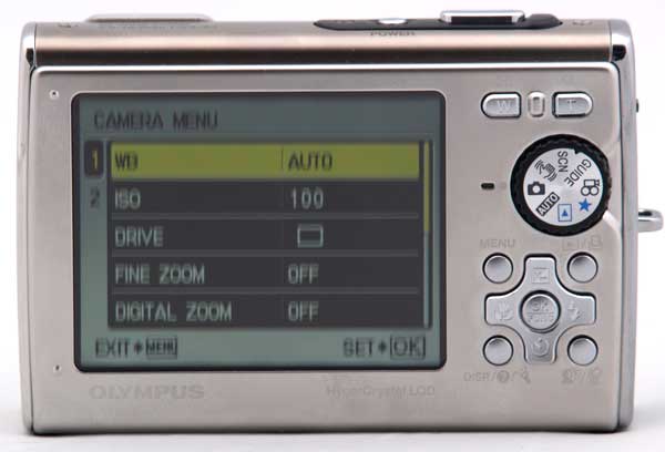 Olympus mju 1030 SW camera displaying menu settings.