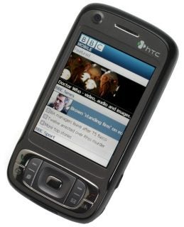 HTC Pocket PC displaying Makayama TouchBrowser with BBC website.