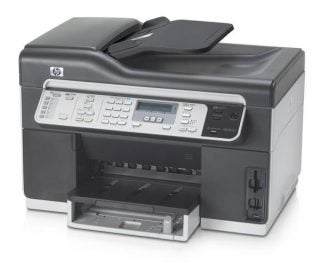 HP OfficeJet Pro L7590 all-in-one printer with paper tray extended.