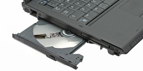 Samsung Q45 T5450 laptop with open optical drive.Samsung Q45 T5450 laptop with open optical disc drive