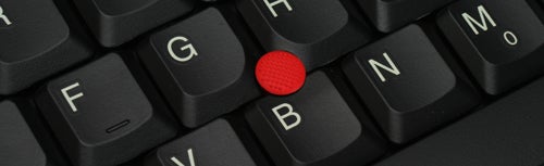 Close-up of Lenovo ThinkPad X300's keyboard and TrackPoint.