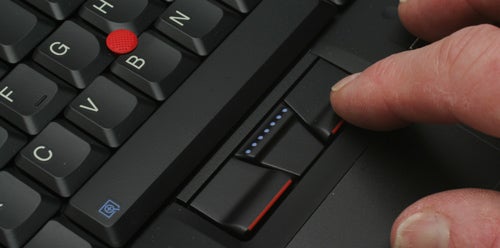 Close-up of Lenovo ThinkPad X300's keyboard and TrackPoint.Close-up of Lenovo ThinkPad X300 keyboard and TrackPoint.
