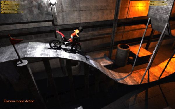 Screenshot of Trials 2: Second Edition gameplay with motorcycle obstacle.