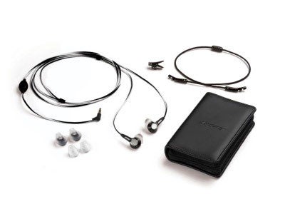 Bose in-ear headphones with accessories and carrying case.Bose in-ear headphones with carrying case and accessories.